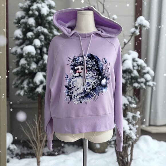 Whimsical Santa Lavender Hoodie XL Coquette Soft Girl Fairy Grunge Wintercore - Picture 1 of 10